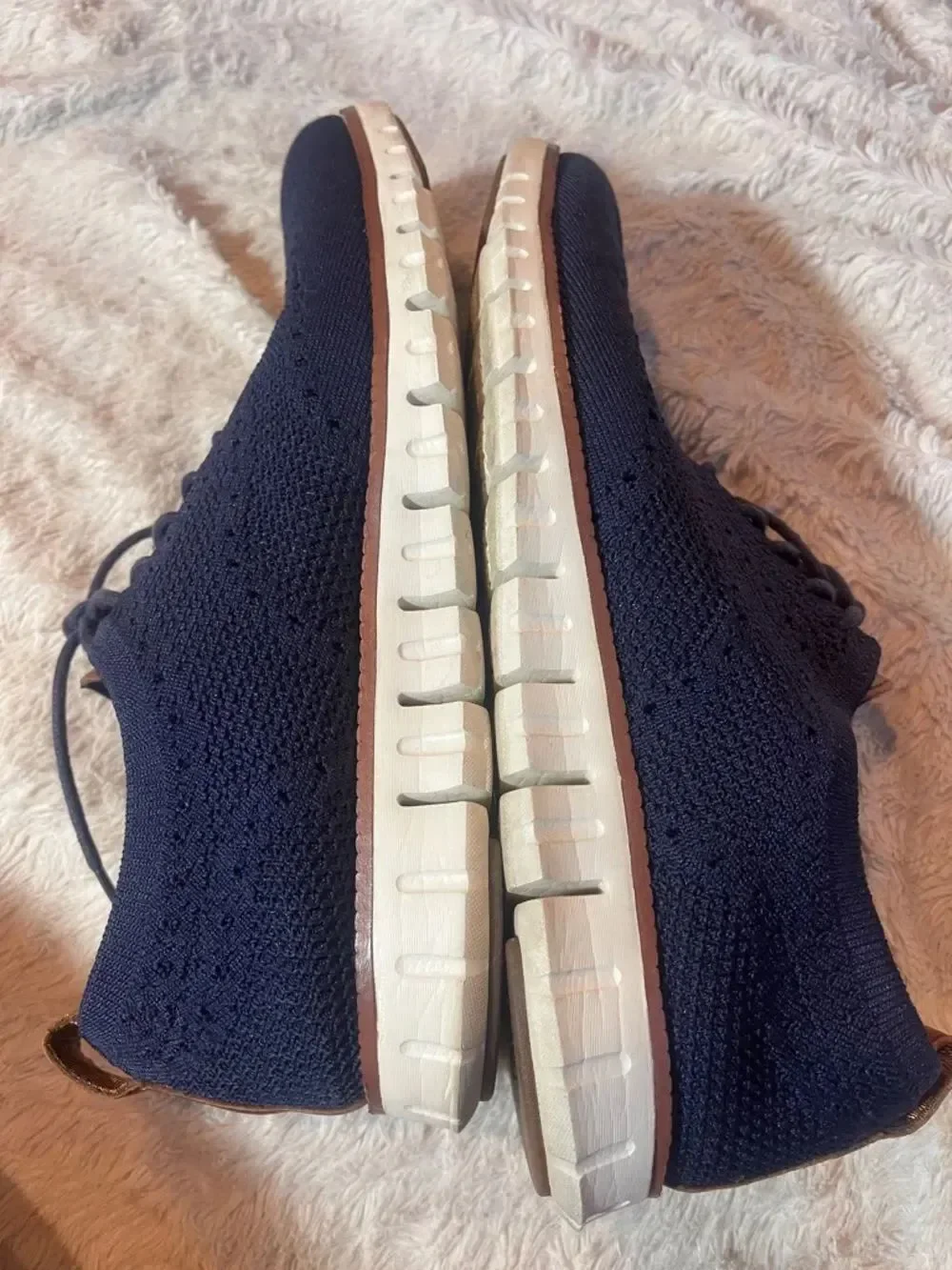 Cole Haan Men's Knit Navy Lace-Up Casual Sneakers with White Sole size 10